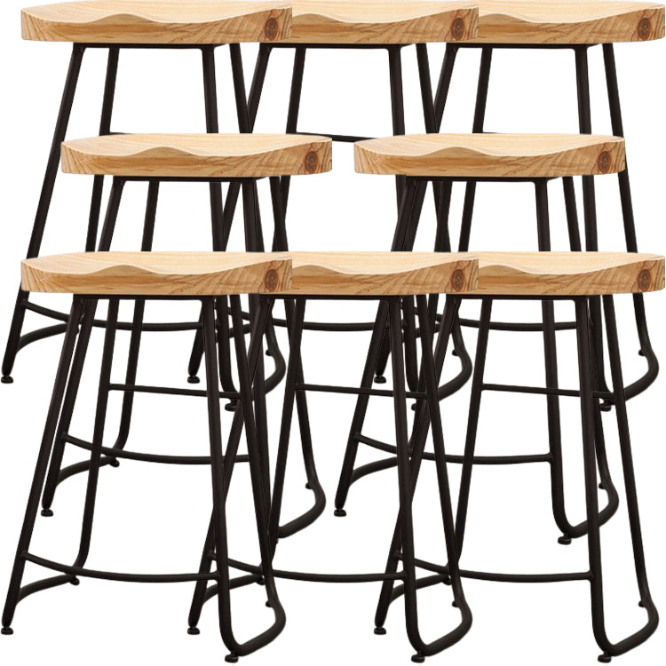 Modern Backless Armless Counter Stool Iron Cafe Bar Stool with Seat and Pedal