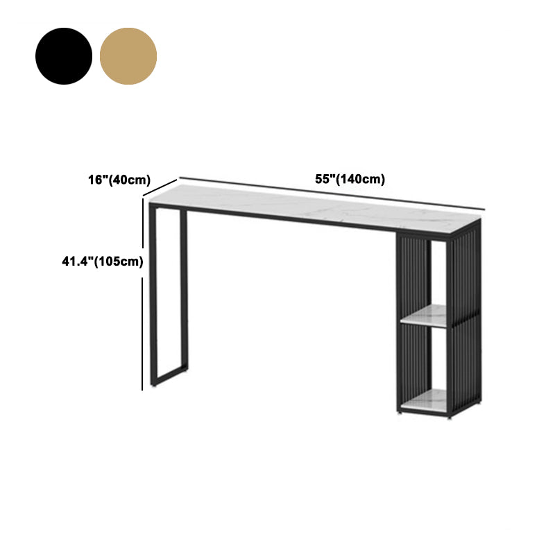 Glam Storage Bar Pub Table Set 1/2/3 Pieces Rectangle White Stone Top Bar Set