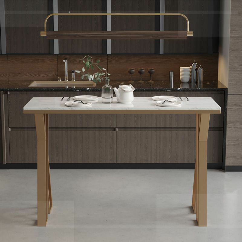 1/5 Pieces Glam Iron Bar Table Set Rectangle Bistro Set with White Faux Marble Top