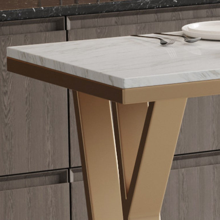 1/5 Pieces Glam Iron Bar Table Set Rectangle Bistro Set with White Faux Marble Top