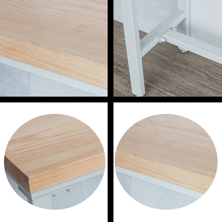 Luxury Rectangle Solid Wood Bar Table Set 1/5 Pieces Counter Table with White Stools