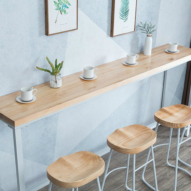 Luxury Rectangle Solid Wood Bar Table Set 1/5 Pieces Counter Table with White Stools