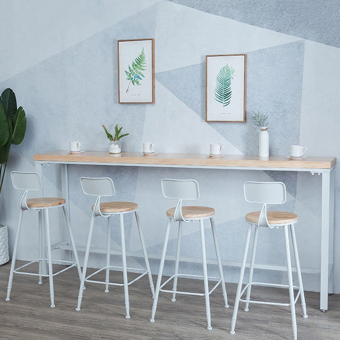 Luxury Rectangle Solid Wood Bar Table Set 1/5 Pieces Counter Table with White Stools