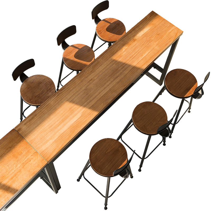 1/4/5/7 Pieces Industrial Iron Bar Table Set Rectangle Pine Wood Bistro Set with Footrest