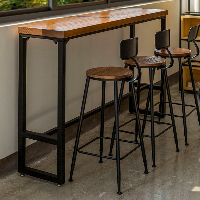 1/4/5/7 Pieces Industrial Iron Bar Table Set Rectangle Pine Wood Bistro Set with Footrest