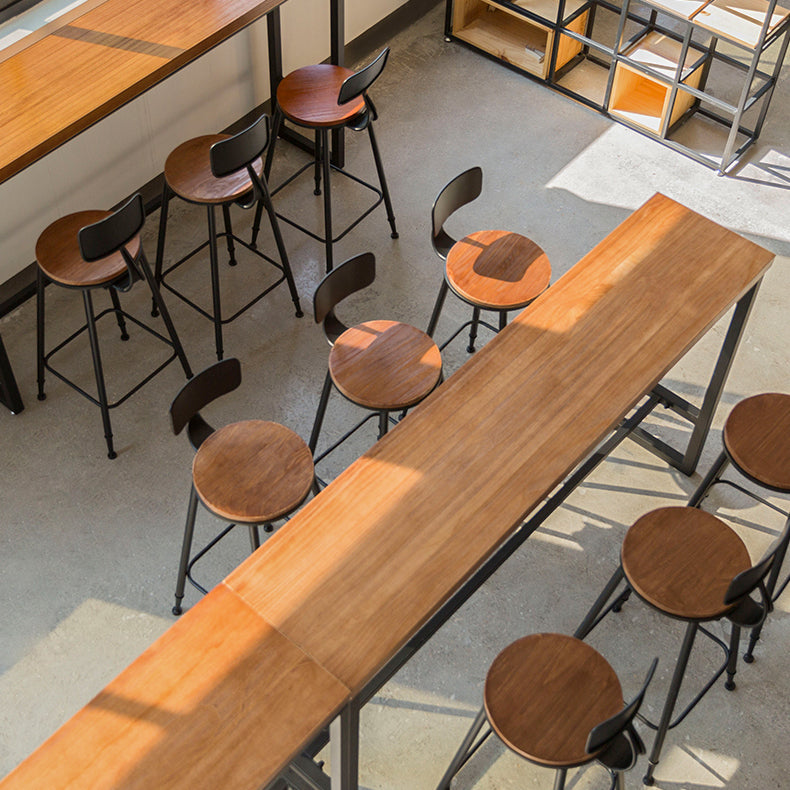 1/4/5/7 Pieces Industrial Iron Bar Table Set Rectangle Pine Wood Bistro Set with Footrest