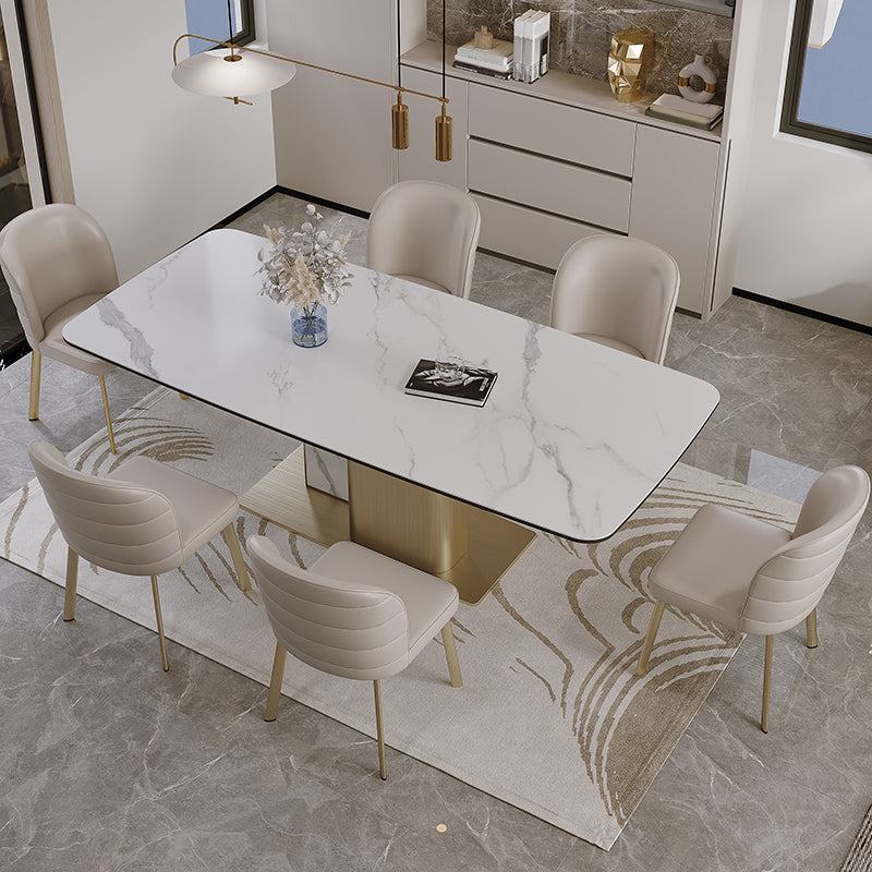 Nordic Glam Style Sintered Stone Rectangle Table Set 1/4/5/7 Pieces Dining Set