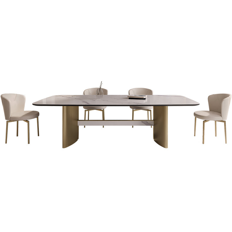 Nordic Glam Style Sintered Stone Rectangle Table Set 1/4/5/7 Pieces Dining Set for Home