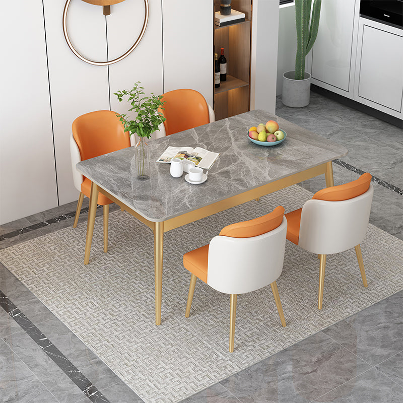 Contemporary Rectangle Dining Table Set 1/2/5/7 Pieces Stone Top Dinette Set