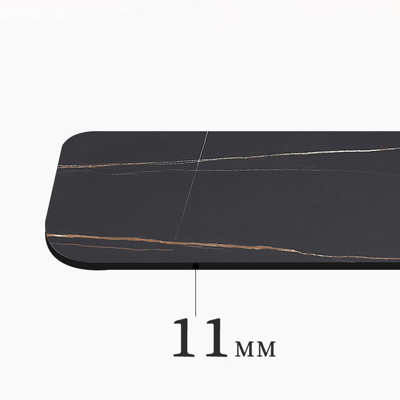 Modern Stone Top Dinette Set 1/2/4/5/7 Pieces Rectangle Dining Table Set in Black