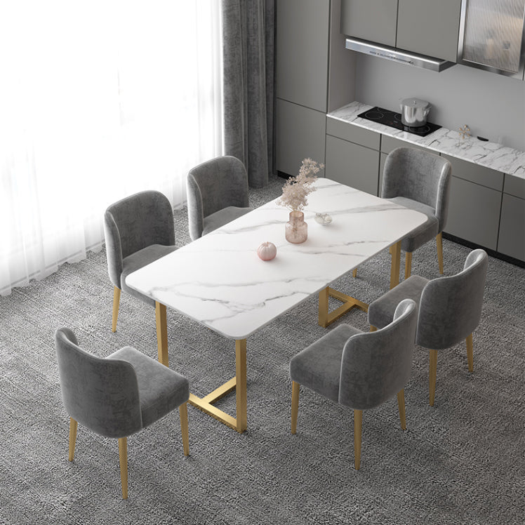 Nordic 1/5/7 Pieces Dining Set Rectangle Stone Dining Table for Dining Room Kitchen