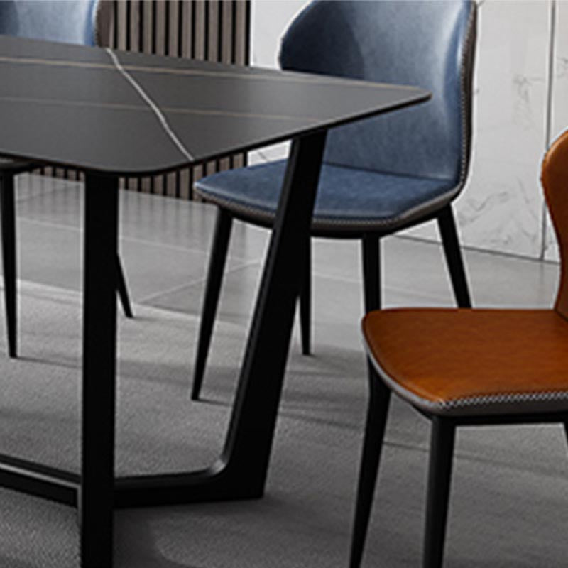 Industrial Sintered Stone Table for Restaurant Rectangle Dining Table with Trestle Base