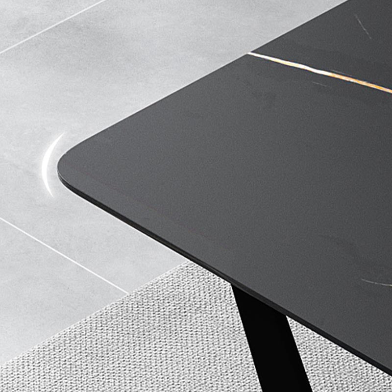 Industrial Sintered Stone Table for Restaurant Rectangle Dining Table with Trestle Base