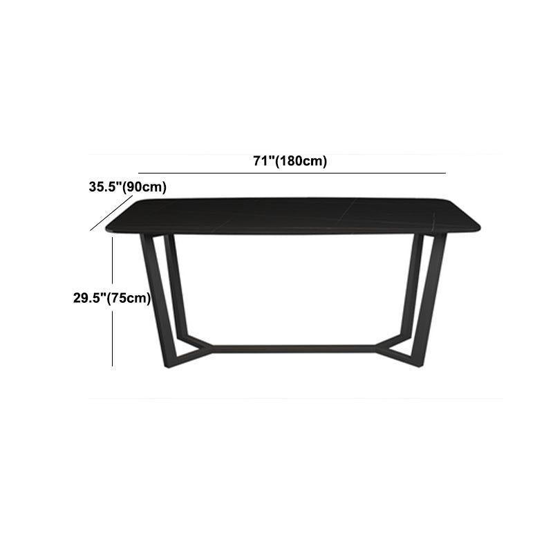 Industrial Sintered Stone Table for Restaurant Rectangle Dining Table with Trestle Base