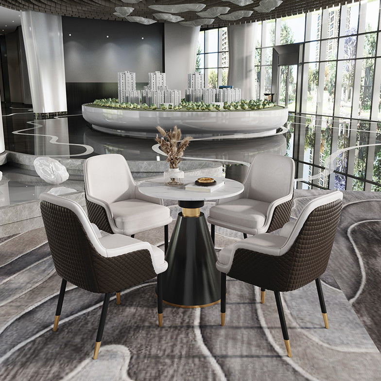 Metal Modern Round Indoor Table Sintered Stone Top Table for Kitchen and Dining Room