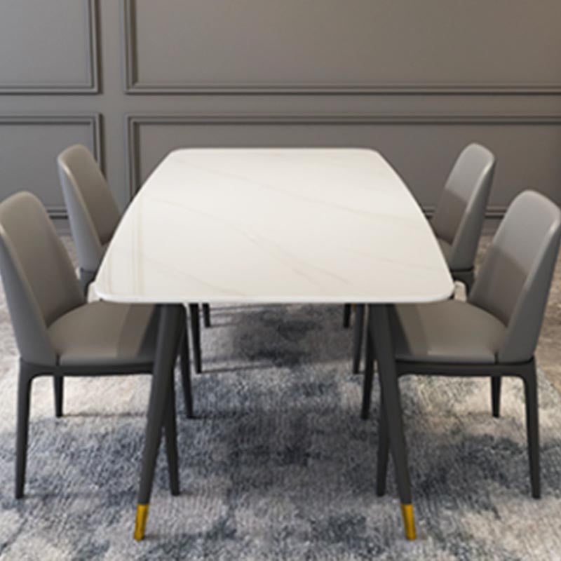 Luxury Sintered Stone Top Dining Table Rectangle White Table with 4 Legs