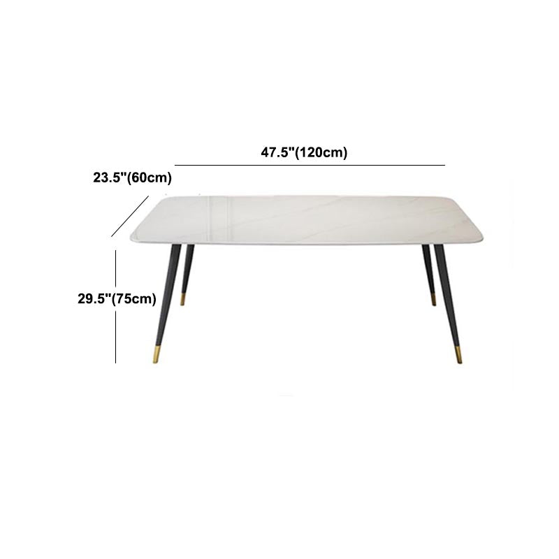 Luxury Sintered Stone Top Dining Table Rectangle White Table with 4 Legs