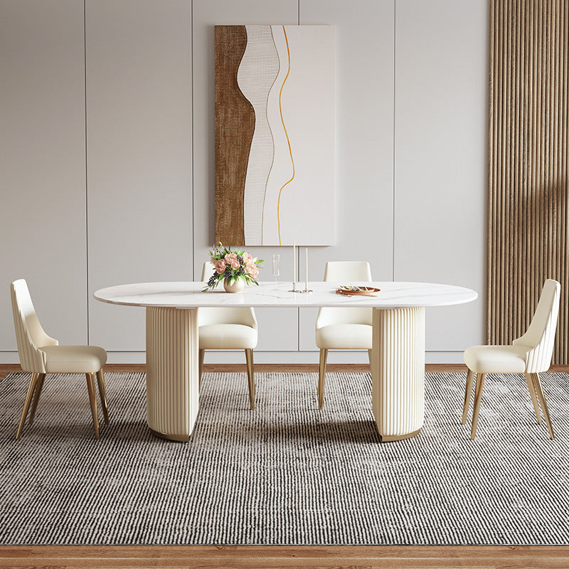 Oval Sintered Stone Dining Table Traditional Luxury Dining Table