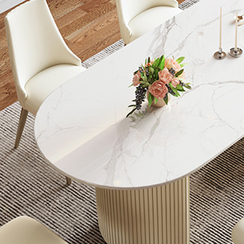 Oval Sintered Stone Dining Table Traditional Luxury Dining Table