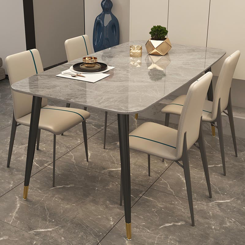 Luxury Sintered Stone Top Dining Table Rectangle Grey Table with 4 Legs