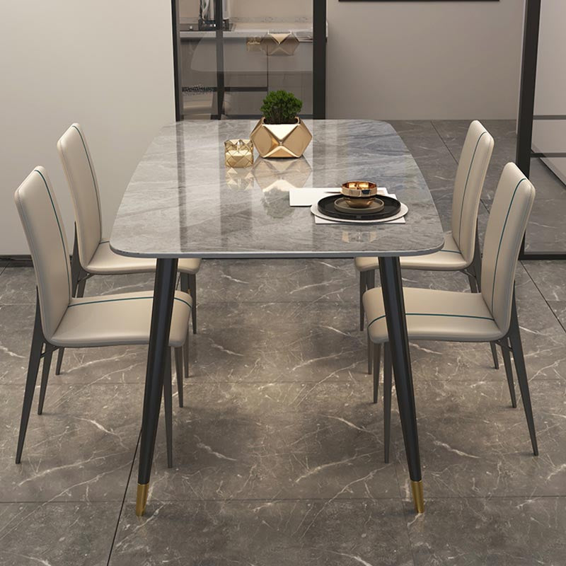 Luxury Sintered Stone Top Dining Table Rectangle Grey Table with 4 Legs