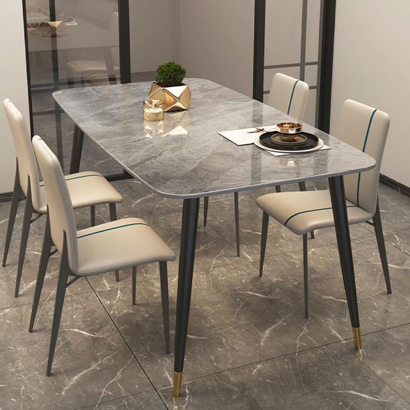 Luxury Sintered Stone Top Dining Table Rectangle Grey Table with 4 Legs