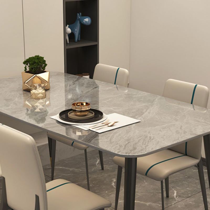 Luxury Sintered Stone Top Dining Table Rectangle Grey Table with 4 Legs
