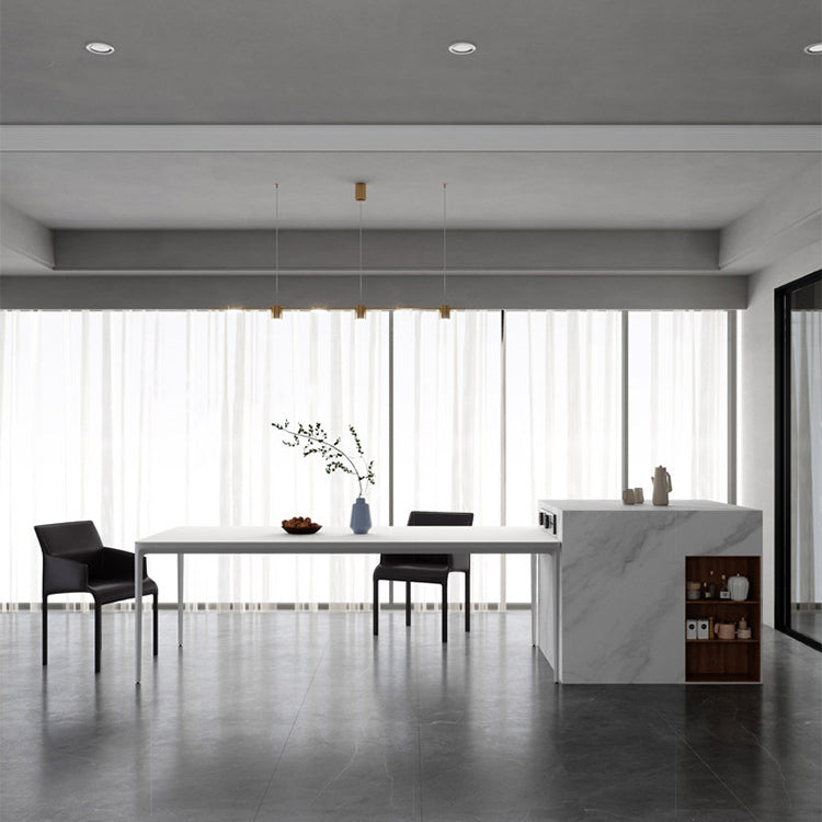 Modern Dinning Tabole with White Marble Rectangle Dining Table for Kitchen
