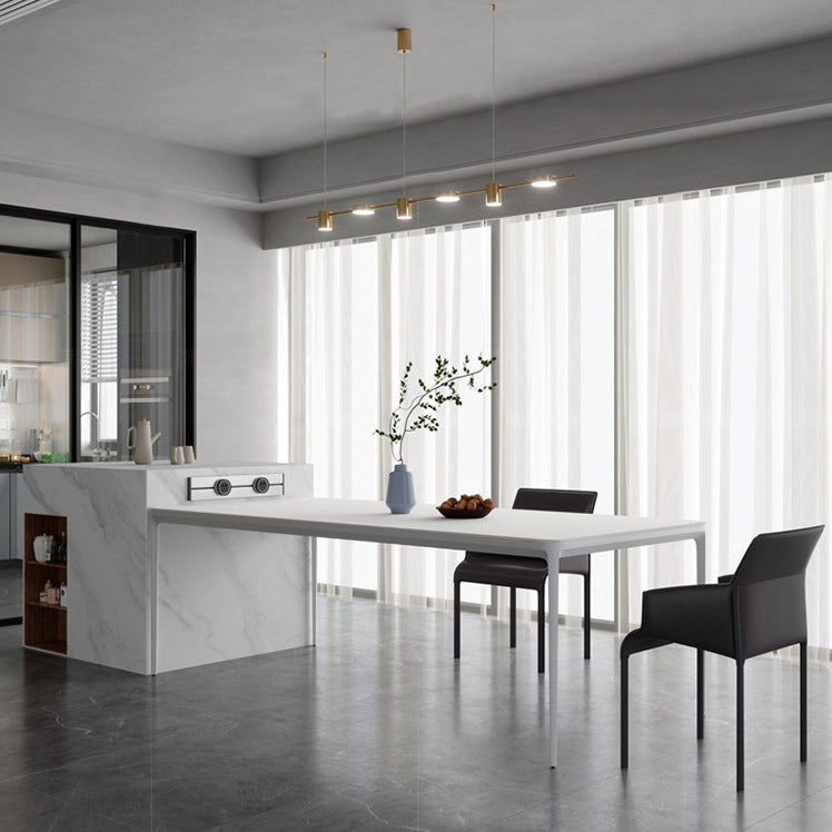Modern Dinning Tabole with White Marble Rectangle Dining Table for Kitchen