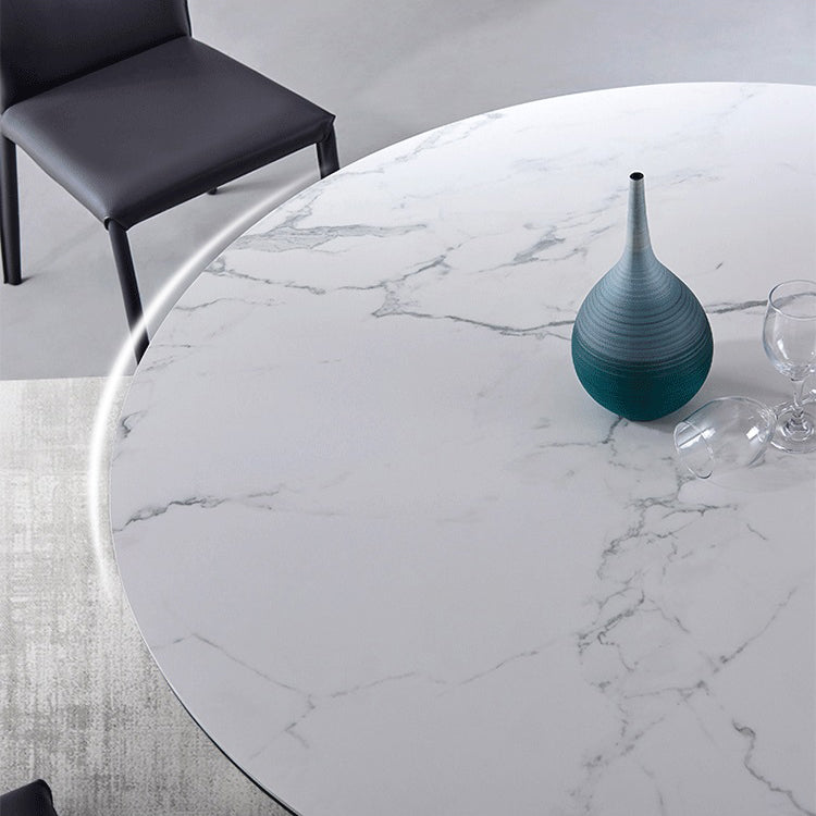 Contemporary Dining Table Stone Round Dining Room Table with Tripod Base