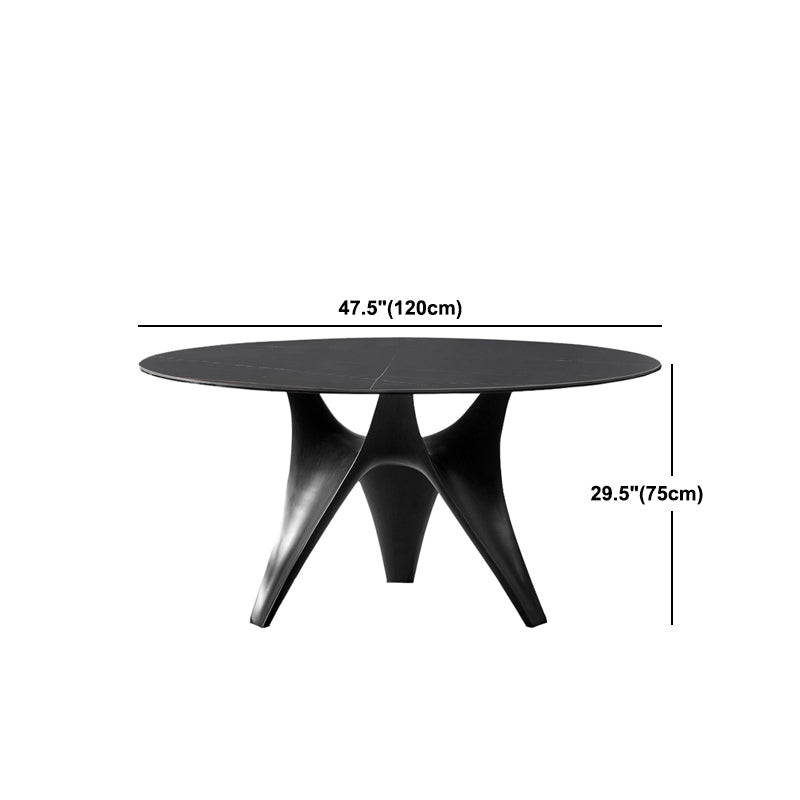 Contemporary Dining Table Stone Round Dining Room Table with Tripod Base