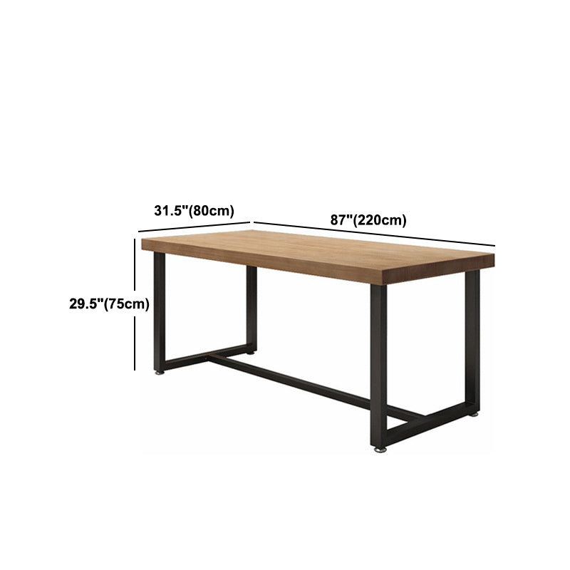 Industrial Style Dining Table Solid Wood Trestle Table for Dining Room