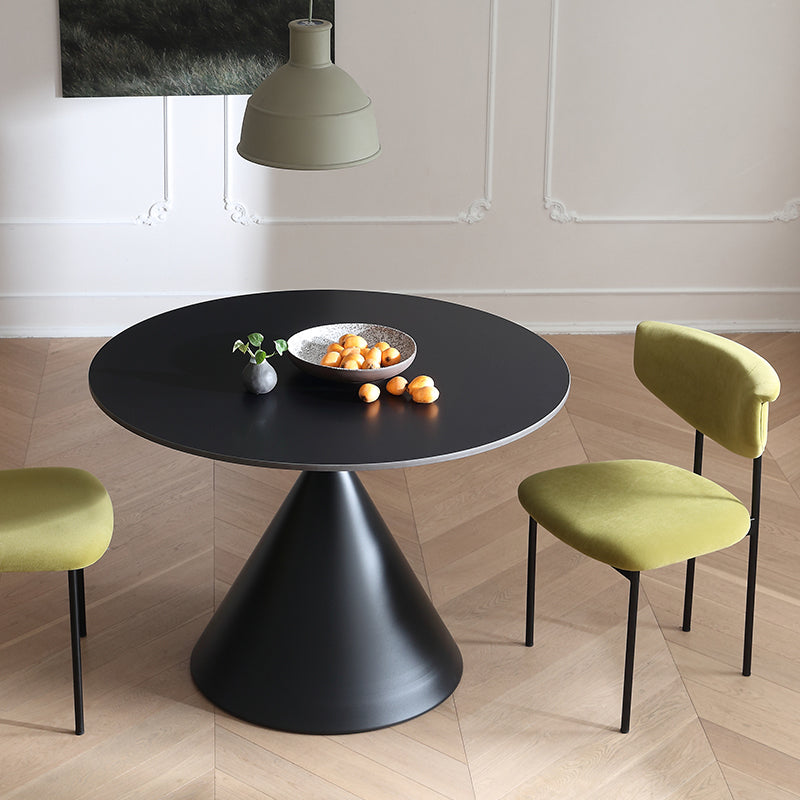 Contemporary Style Dining Table Stone Round Table with Pedestal Base