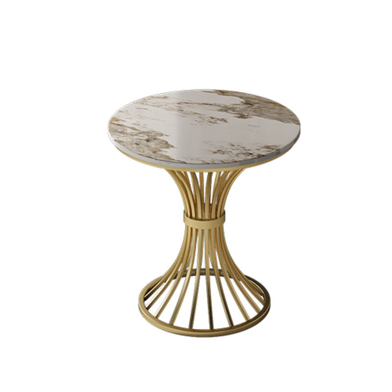 Traditional Luxury Dining Table Sintered Stone Round Table with Gold Base