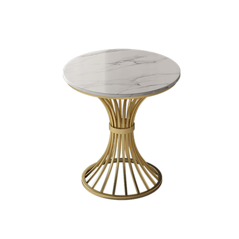 Traditional Luxury Dining Table Sintered Stone Round Table with Gold Base