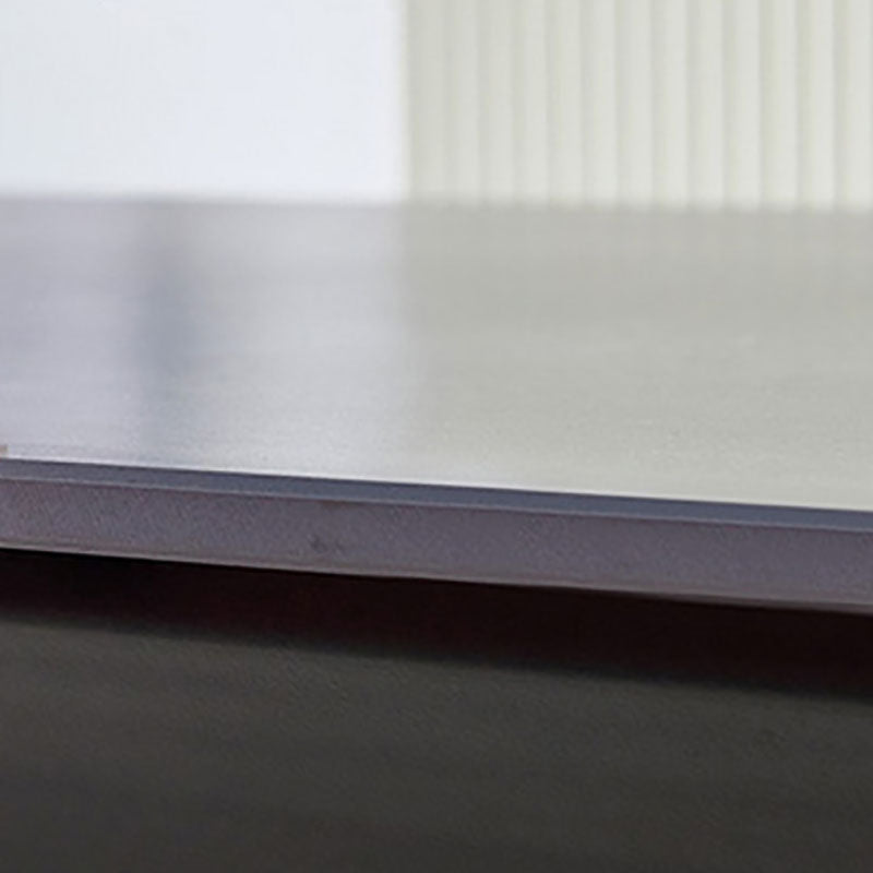 Modern Rectangle Dining Table Sintered Stone Top Table with 4 Black Metal Legs