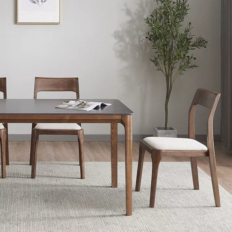 Modern Solid Wood Side Chair Open Back Dining Side Chair with Solid Wood Legs