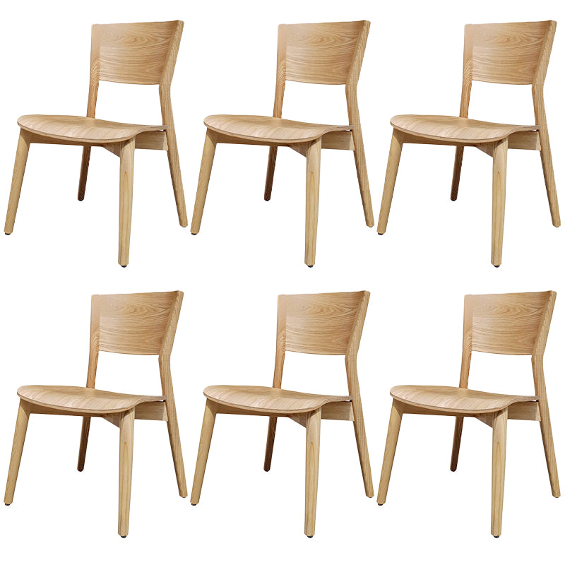 Contemporary Wood Dining Chair Open Back Dining Side Furniture in Matte Finish for Indoor