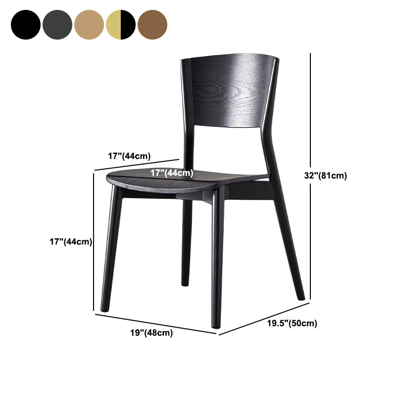 Contemporary Wood Dining Chair Open Back Dining Side Furniture in Matte Finish for Indoor