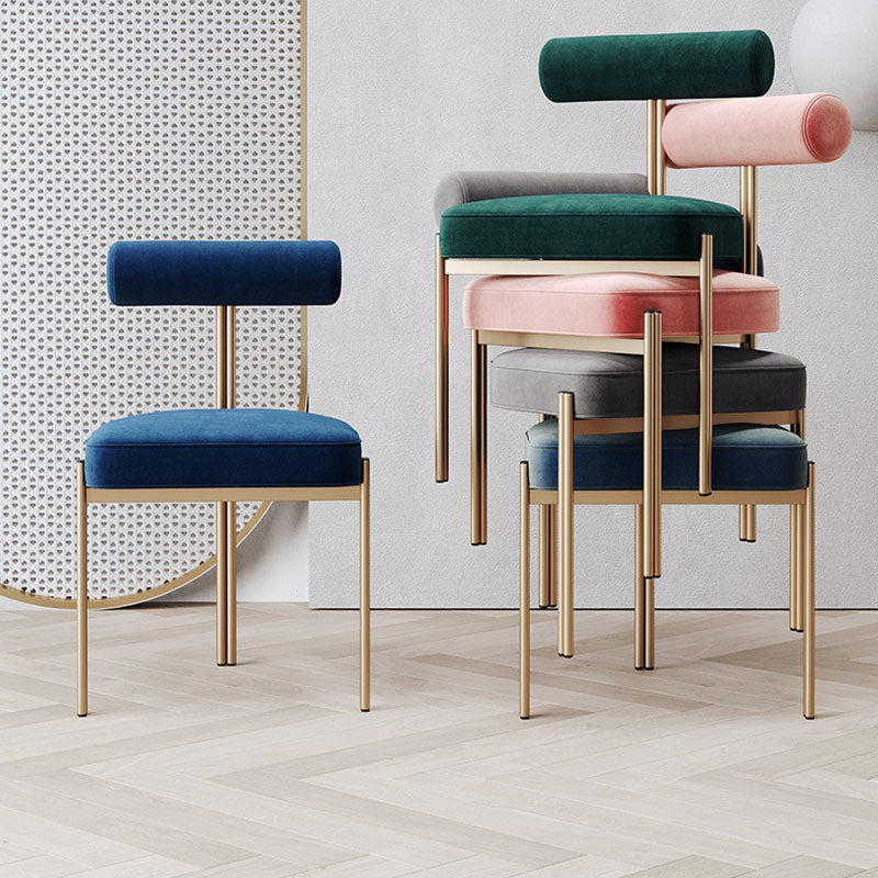 Glam Velvet Dining Chair Open Back Dining Side Furniture in Matte Finish for Indoor