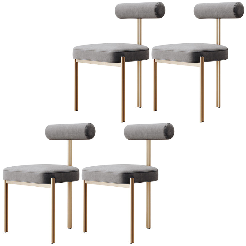 Glam Velvet Dining Chair Open Back Dining Side Furniture in Matte Finish for Indoor