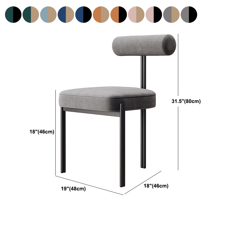 Glam Velvet Dining Chair Open Back Dining Side Furniture in Matte Finish for Indoor