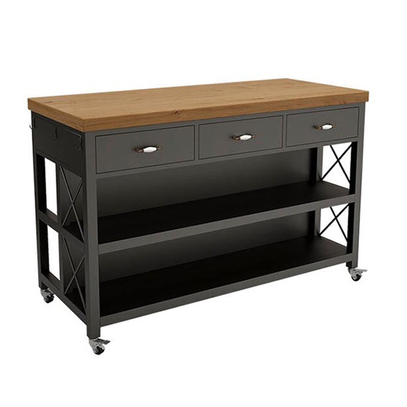 Modern Rolling Kitchen Cart Wood Rectangular Kitchen Island Cart with Drawer