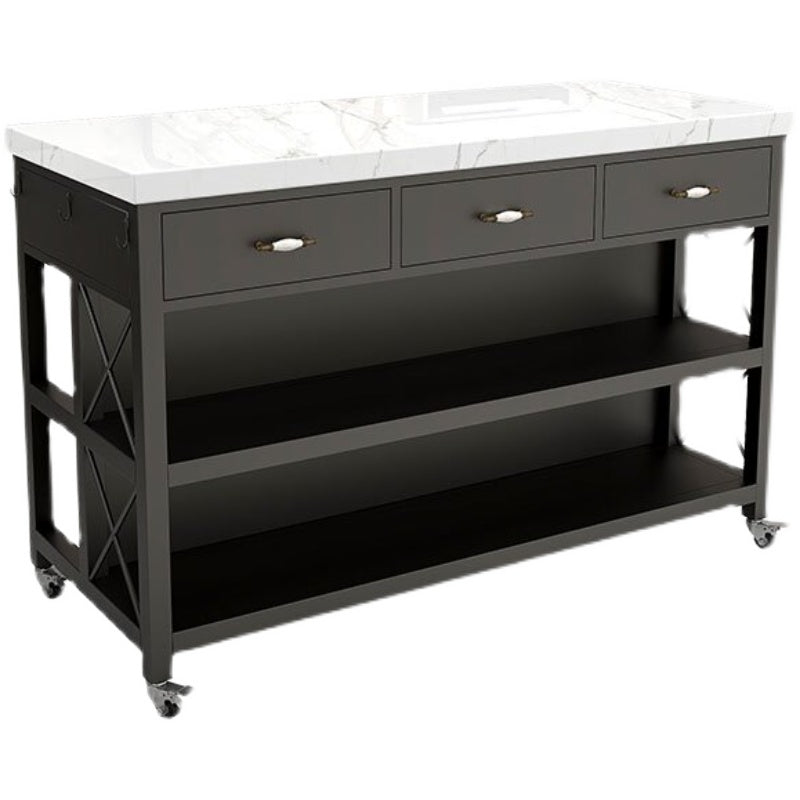 Modern Rolling Kitchen Cart Wood Rectangular Kitchen Island Cart with Drawer