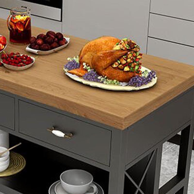 Modern Rolling Kitchen Cart Wood Rectangular Kitchen Island Cart with Drawer