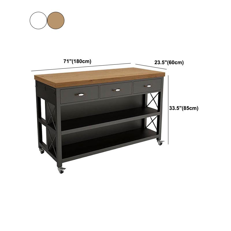 Modern Rolling Kitchen Cart Wood Rectangular Kitchen Island Cart with Drawer