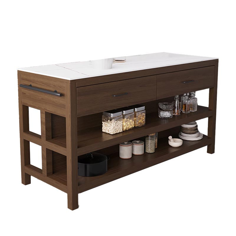 Modern Stationary Kitchen Island Table Sintered Stone Kitchen Island Table with Drawer