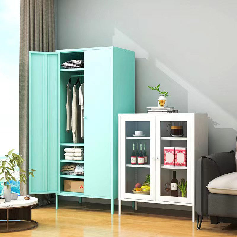 Modern Metal Wardrobe for Home Metallic Finish Cabinet with Legs