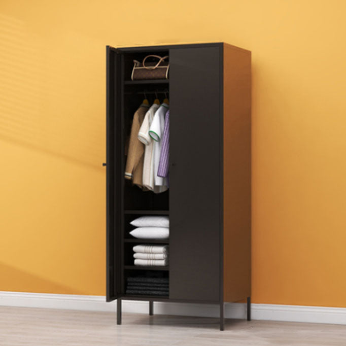 Modern Metal Wardrobe for Home Metallic Finish Cabinet with Legs