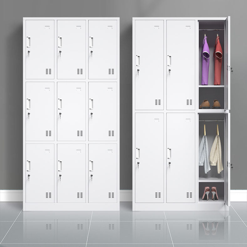 White Hinged Wardrobe Armoire Steel Storage Cabinet for Bedroom